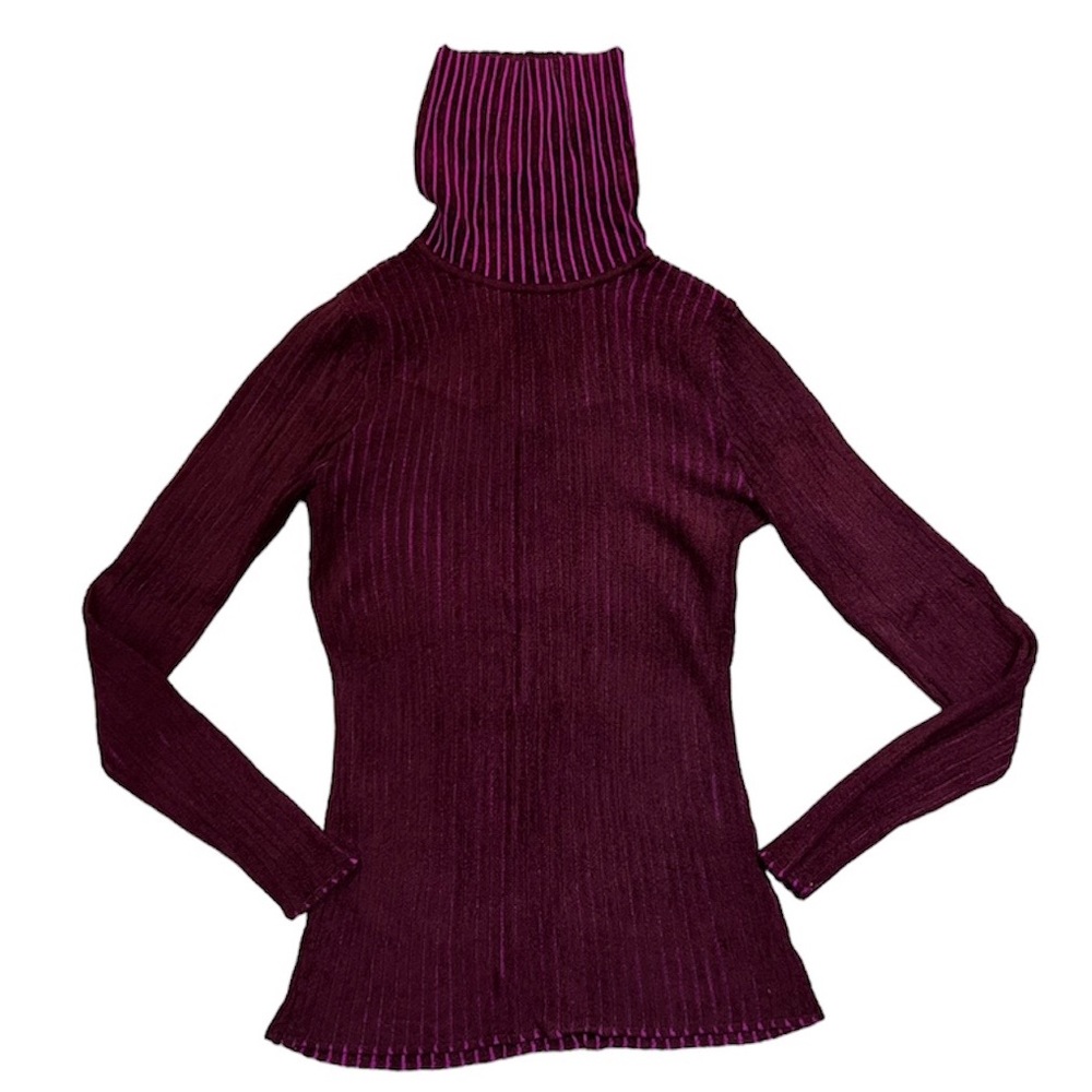 Milly Striped Multi Colored Pullover Turtleneck S… - image 1